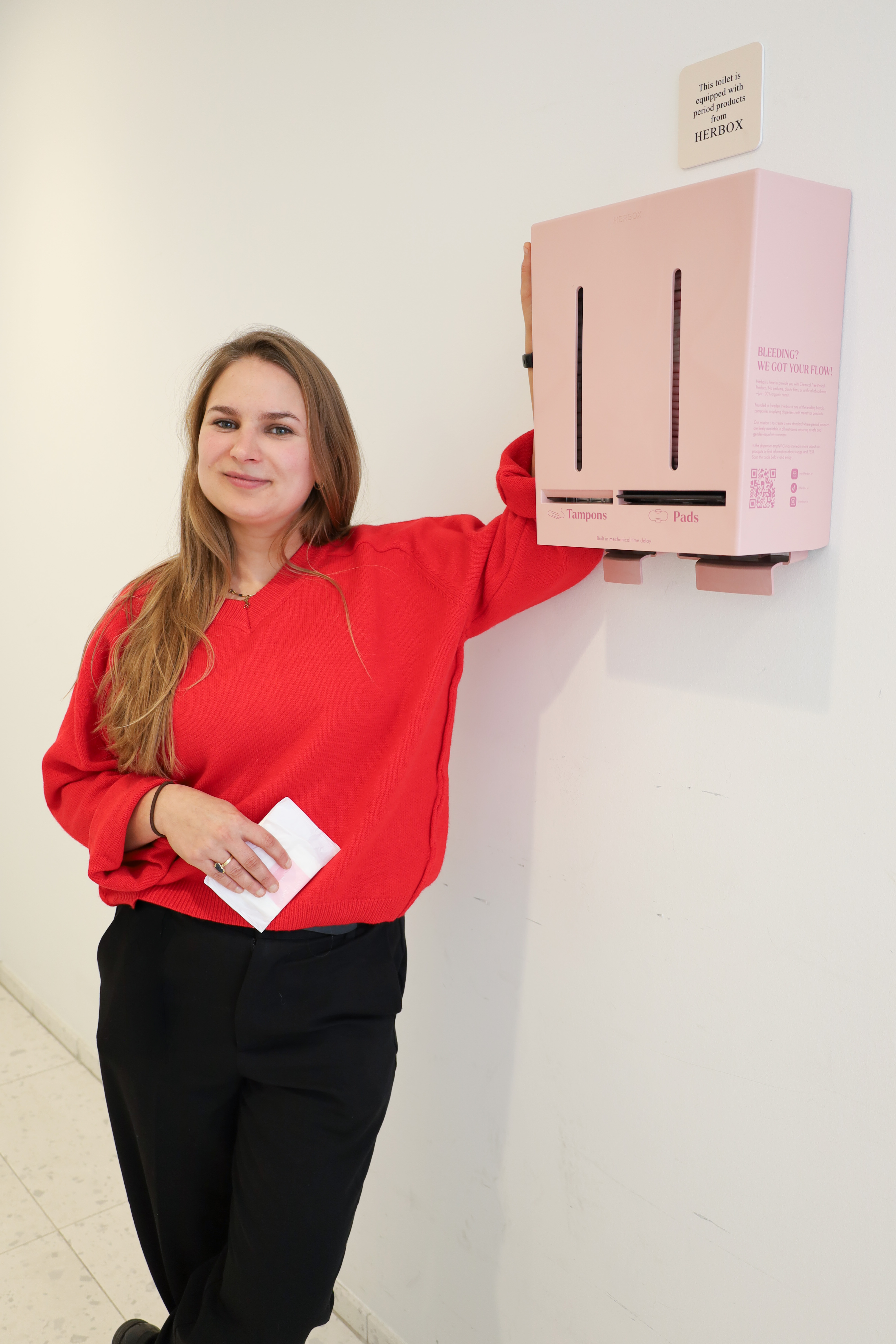 dispenser maandverband en tampons in AZ Sint-Lucas Brugge